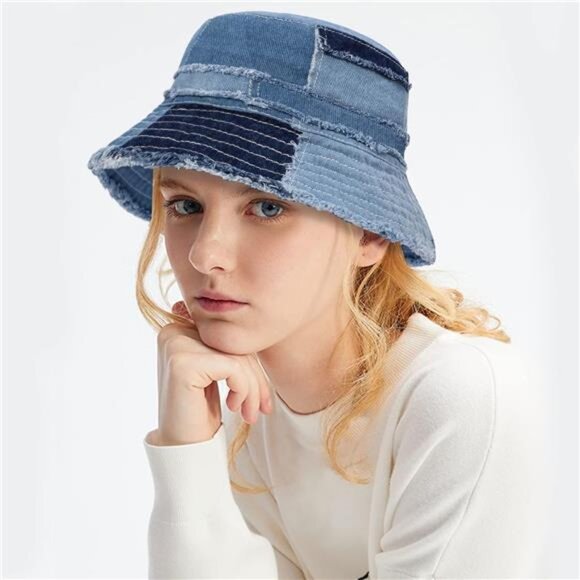 Unisex Denim Bucket Hat Washed Packable Summer Beach Sun Hat main image 5